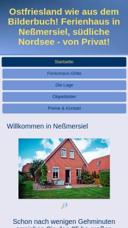 Vorschau der mobilen Webseite www.ferienhaus-privat.de, Ferienhaus, Familie Götte