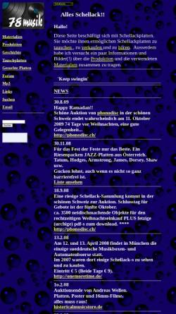 Vorschau der mobilen Webseite 78musik.de, Schellackplattenmarkt / 78er Musik