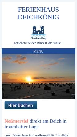 Vorschau der mobilen Webseite nessmersielferienhaus.de, Ferienhaus Deichkönig