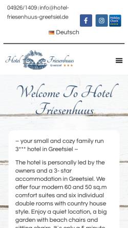 Vorschau der mobilen Webseite hotel-friesenhuus-greetsiel.de, Hotel Garni Martina
