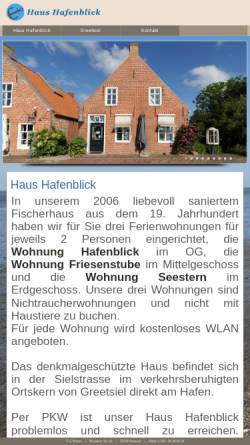 Vorschau der mobilen Webseite www.greetsiel-hafenblick.de, Haus Hafenblick