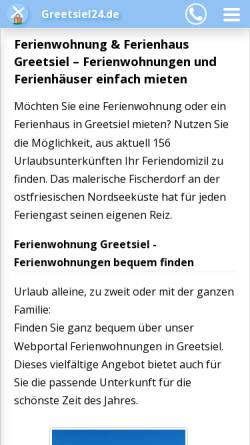Vorschau der mobilen Webseite www.greetsiel24.de, Vermietungsservice Lohmann