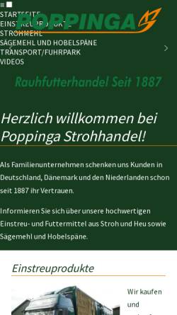 Vorschau der mobilen Webseite www.poppinga-strohhandel.de, Rauhfutterhandel Gerhard Poppinga