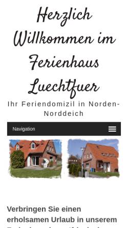 Vorschau der mobilen Webseite www.ferienhausinnorddeich.de, Ferienhaus, Familie Servient