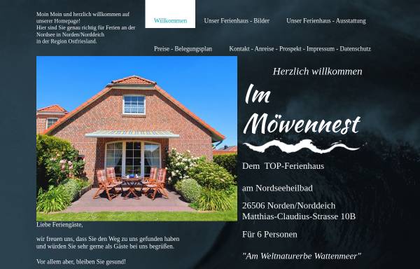 Vorschau von www.ferienhaus-moewennest.de, Ferienhaus Möwennest, Familie Klein