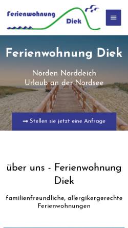 Vorschau der mobilen Webseite www.ferienwohnung-diek.de, Ferienwohnungen Diek und Haake
