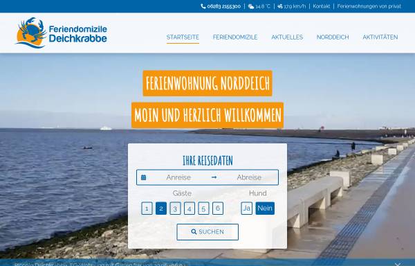 Vorschau von www.erholen-nordsee.de, Feriendomizile Deichkrabbe