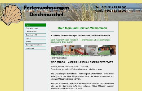 Vorschau von www.deichmuschel-norddeich.de, Ferienwohnungen Deichmuschel