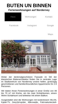 Vorschau der mobilen Webseite www.butenunbinnen.com, Ferienhäuser Familie Hirsch