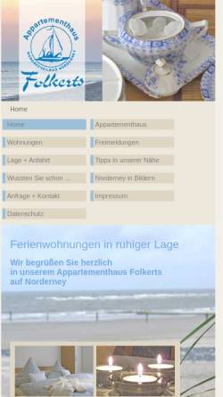 Vorschau der mobilen Webseite www.app-folkerts.de, Appartementhaus Folkerts
