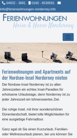 Vorschau der mobilen Webseite www.ferienwohnungen-norderney.info, Ferienwohnungen von privat