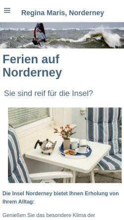 Vorschau der mobilen Webseite www.regina-maris-norderney.de, Ferienwohnung im Appartementhaus Regina Maris