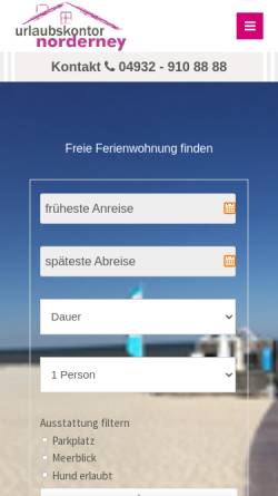 Vorschau der mobilen Webseite www.urlaubskontor-norderney.de, Exklusive Ferienwohnungen auf Norderney