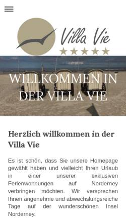 Vorschau der mobilen Webseite villavie.de, Villa Vie