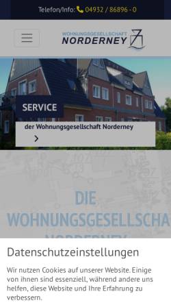 Vorschau der mobilen Webseite wohnungsgesellschaft-norderney.de, Wohnungsgesellschaft Norderney