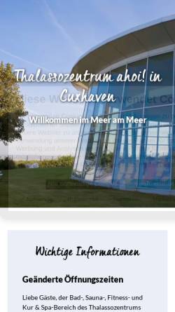 Vorschau der mobilen Webseite tourismus.cuxhaven.de, Thalassozentrum ahoi!