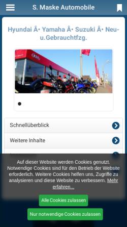 Vorschau der mobilen Webseite www.autohandel-cuxhaven.de, Autohaus S. Maske