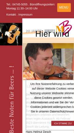 Vorschau der mobilen Webseite musikschule-bederkesa.de, Musikschule Bederkesa e.V.