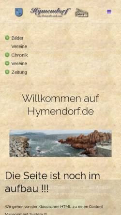 Vorschau der mobilen Webseite www.hymendorf.de, Ortschaft Hymendorf