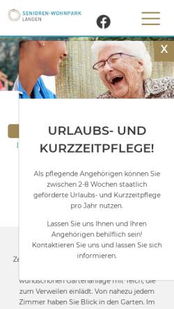 Vorschau der mobilen Webseite www.senioren-wohnpark-langen.de, Senioren-Wohnpark Langen