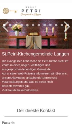 Vorschau der mobilen Webseite www.st-petri.de, Ev. luth. Kirchengemeinde St. Petri Langen