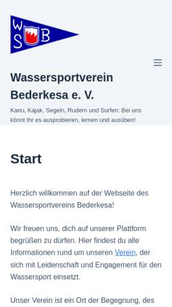 Vorschau der mobilen Webseite www.wassersportverein-bederkesa.de, Wassersportverein Bederkesa e.V.