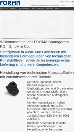 Vorschau der mobilen Webseite www.forma-baumgarten.de, Forma Baumgarten KG