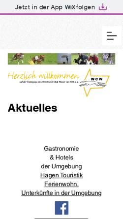 Vorschau der mobilen Webseite www.wcw.de, Windhund Club Weser e.V. von 1996