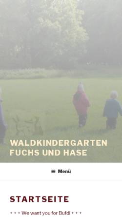 Vorschau der mobilen Webseite fuchs-hase.de, Waldkindergarten in Heine