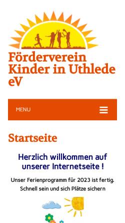 Vorschau der mobilen Webseite www.foerdervereinuthlede.de, Förderverein Kinder in Uthlede e.V.