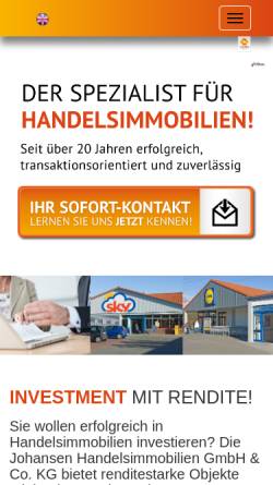 Vorschau der mobilen Webseite www.johansen-handelsimmobilien.de, Johansen Handelsimmobilien GmbH & Co. KG