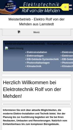 Vorschau der mobilen Webseite www.elektriker-lamstedt.de, Elektrotechnik Rolf von der Mehden