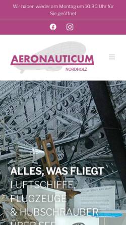 Vorschau der mobilen Webseite aeronauticum.de, Aeronauticum