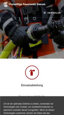 Vorschau der mobilen Webseite www.feuerwehr-dorum.de, Freiwillige Feuerwehr Dorum