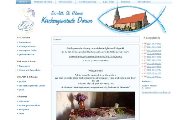 Vorschau von www.kirche-dorum.de, Evangelische St. Urbanus Kirchengemeinde Dorum