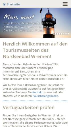 Vorschau der mobilen Webseite nordseebad-wremen.de, Verkehrsverein Nordseebad Wremen e.V.
