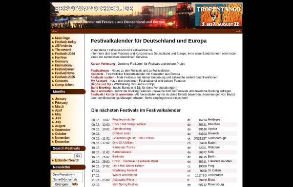 Vorschau von www.festivalticker.de, Festivalticker