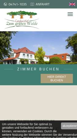 Vorschau der mobilen Webseite zum-gruenen-wal.de, Hotel und Restaurant „Zum grünen Walde“