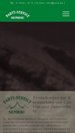 Vorschau der mobilen Webseite www.pslw.de, Party-Service Land Wursten, Sascha Semrau