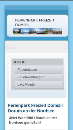 Vorschau der mobilen Webseite www.ferienpark-dorum.de, Ferienpark Freizeit Domizil [Ostrowski, Bärbel]