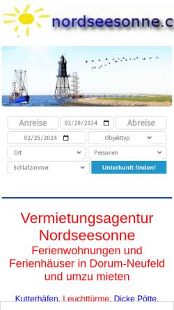 Vorschau der mobilen Webseite www.nordseesonne.com, Haus Sonnenstrahl [Michalski, Bodo]