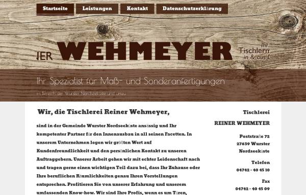 Vorschau von www.wehmeyer-tischlerei.de, Tischlerei Wehmeyer