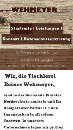Vorschau der mobilen Webseite www.wehmeyer-tischlerei.de, Tischlerei Wehmeyer