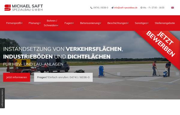 Vorschau von www.saft-spezialbau.de, Saft Polymertechnik GmbH und Michael Saft Spezialbau GmbH