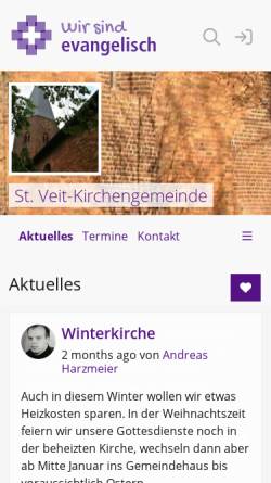 Vorschau der mobilen Webseite www.st-veit.de, Sankt Veit Kirchengemeinde Barnstorf