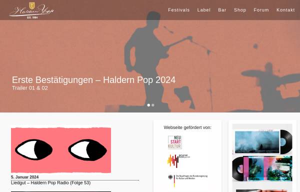 Vorschau von haldernpop.com, Haldern Pop - Festival & Label am Niederrhein