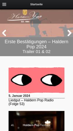 Vorschau der mobilen Webseite haldernpop.com, Haldern Pop - Festival & Label am Niederrhein