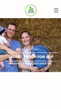 Vorschau der mobilen Webseite www.hofkaeserei-jacob.de, Hofladen Jacob GbR