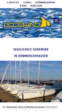 Vorschau der mobilen Webseite www.segelschule-godewind.de, Wassersportzentrum Dümmer