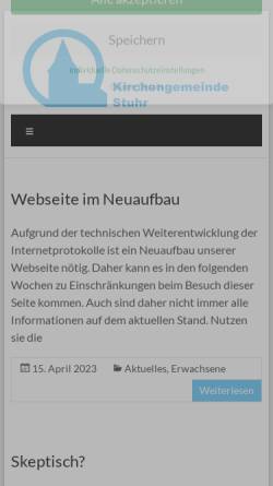 Vorschau der mobilen Webseite www.kirche-stuhr.de, Ev. - luth. Kirchengemeinde Stuhr